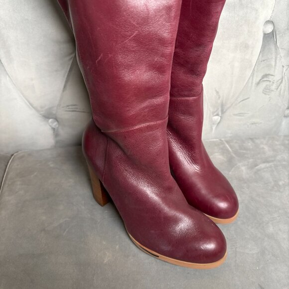 Lane Bryant Burgundy Leather  collection luciana Tall Platform Boots – 8W - Picture 8 of 15